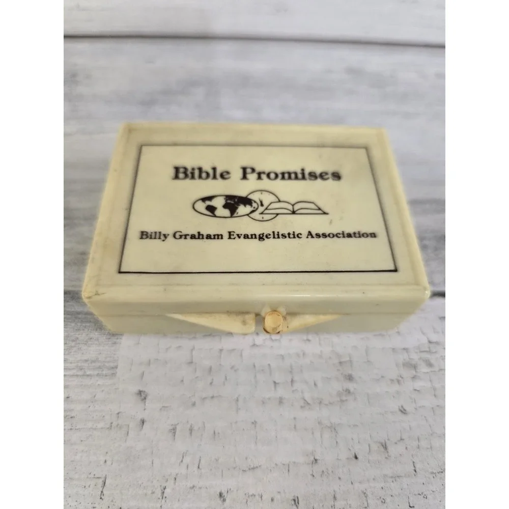 Vintage Billy Graham‎ Bible Promises Scripture Verse Cards in Plastic Case Cream